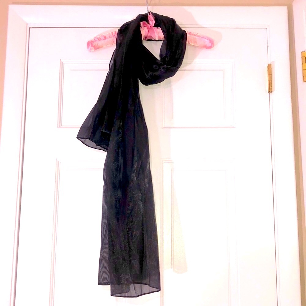 Shiny Sheer Black Scarf/Wrap NWT- Complete Any Look!
